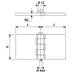 Charnière à Souder Acier 5 Nœuds Pour Porte En Métal - 12 X 50 X 50 Mm
