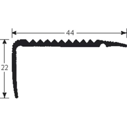 Nez De Marches Percé Dessus Striés Finition Alu Dimensions 44x21mm Longueur 3m Romus 15303